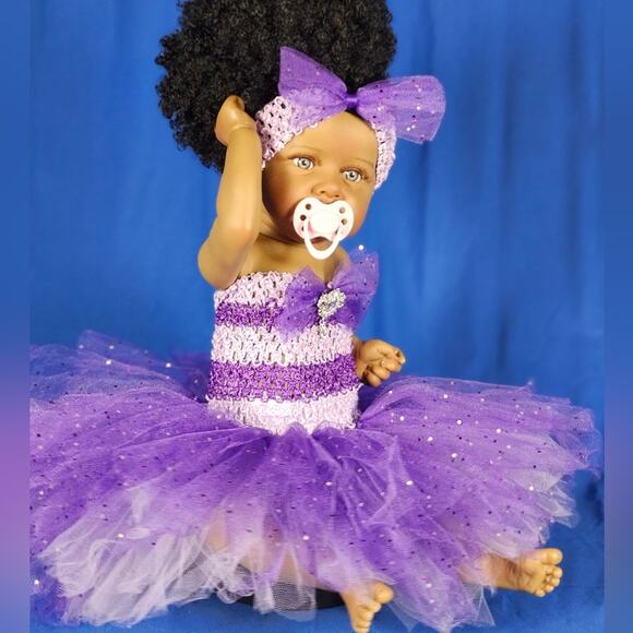 BLACK FRIDAY SALE Baby TuTu Dress & Headband Set Purple & Lav Sz NB - 6 Mos NWT - Picture 9 of 10